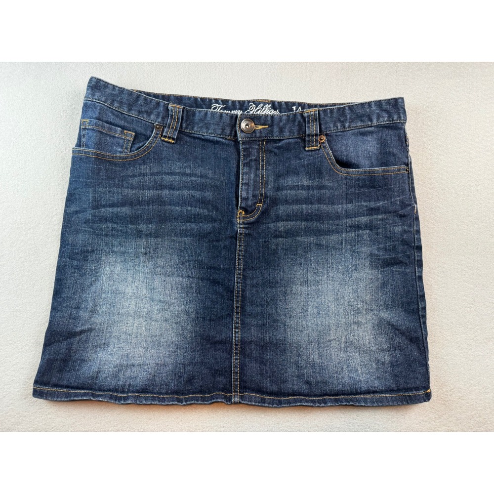 Tommy Hilfiger Womens Denim Mini Skirt Dark Wash Size 14